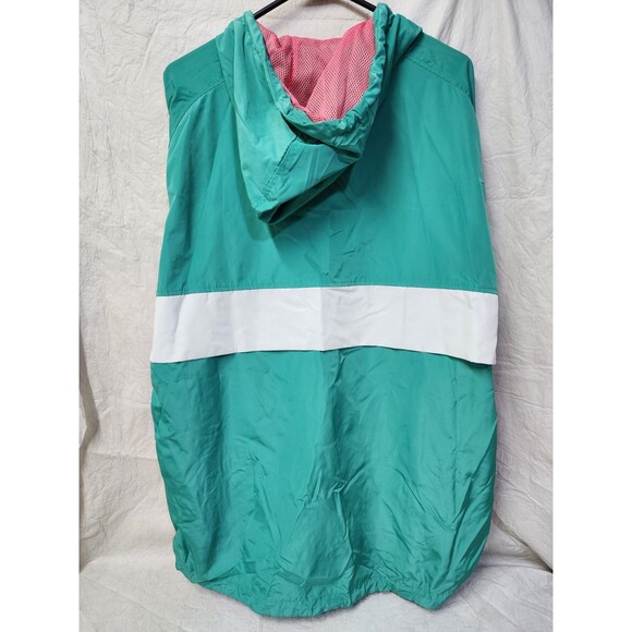 CSG 80s Retro Quarter Zip Pullover hooded Windbreaker Aqua/Pink Men's Size L - Picture 4 of 16